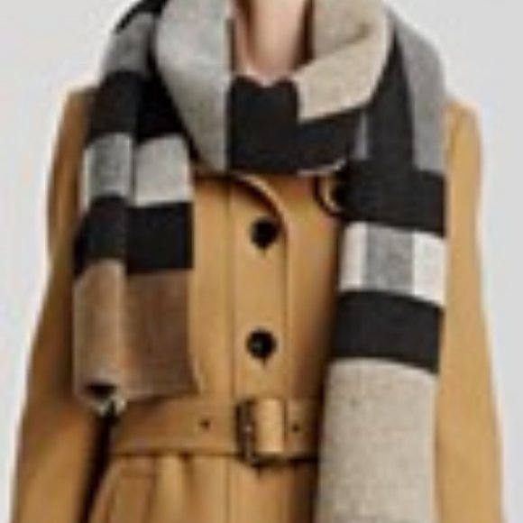 NWT Burberry Wool and Cashmere Color Block Mega Check Blanket Scarf - Picture 10 of 11